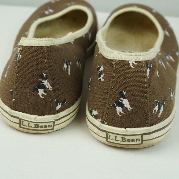 LL Bean Canvas Dog Print Sherpa‎ Lined Slip On Sneaker Shoes Size 7.5 - Picture 7 of 9